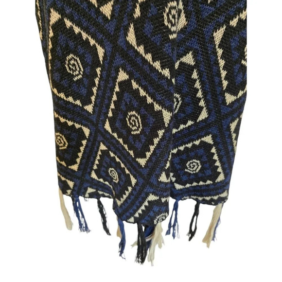 Womens Blue Knit Pocho Hooded Wool Blend Size 0 by Shimmering Waltz Amsterdam - Picture 7 of 8